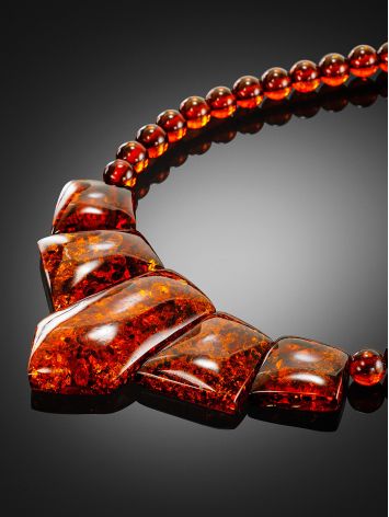 Beautiful necklace made of natural cherry-colored amber “Corner”, image , picture 2