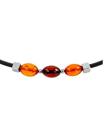“Oklahoma” amber choker necklace on a silicone band, image , picture 3