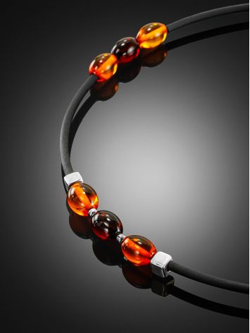 “Oklahoma” amber choker necklace on a silicone band, image , picture 2