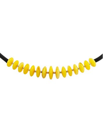 Bright “Oklahoma” choker made of natural honey amber on a silicone band, image , picture 3