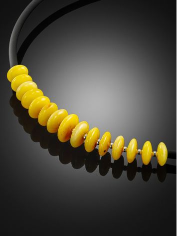 Bright “Oklahoma” choker made of natural honey amber on a silicone band, image , picture 2