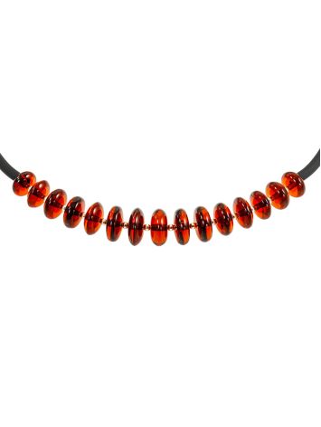 Stylish silicone choker band with cherry amber “Oklahoma”, image , picture 3
