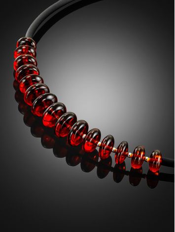Stylish silicone choker band with cherry amber “Oklahoma”, image , picture 2