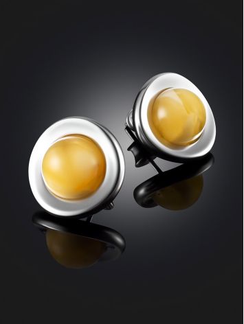 Versatile Stud Earrings With Natural Amber, image , picture 2