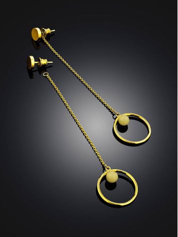 Transformer earrings with a chain in lemon gold plating and amber “Palazzo” by ifamore™, image , picture 2