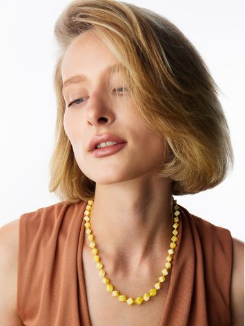 Necklace made of natural solid amber in a milky honey shade “Refined sugar”, image , picture 4