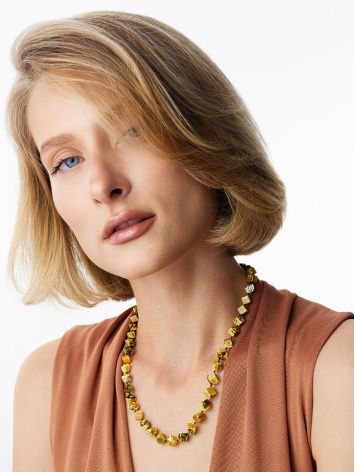 Stylish “Refined sugar” necklace made of textured Baltic amber, image , picture 4