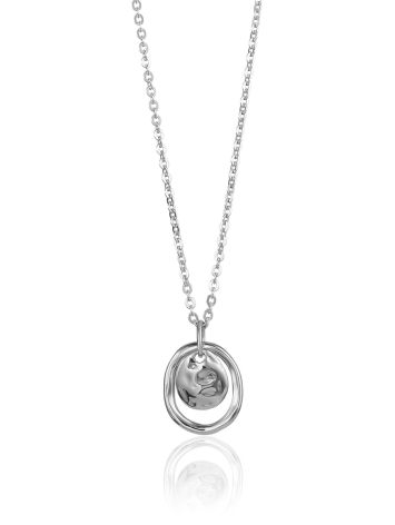 Silver Necklace With Sleek Pendant The Liquid, image 