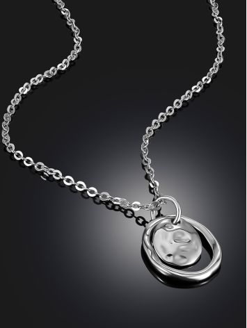 Silver Necklace With Sleek Pendant The Liquid, image , picture 2
