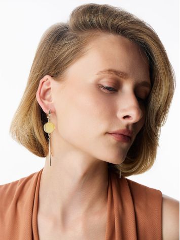Stylish asymmetrical “Palazzo” earrings with honey amber, image , picture 4