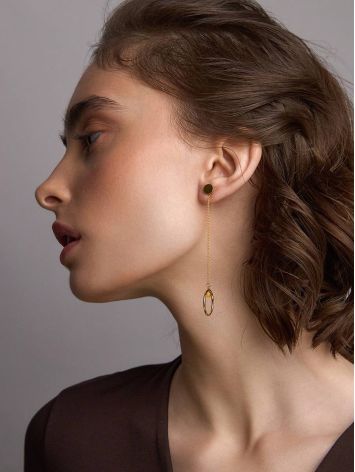 Transformer earrings with a chain decorated with amber, “Palazzo” by ifamore™, image , picture 3
