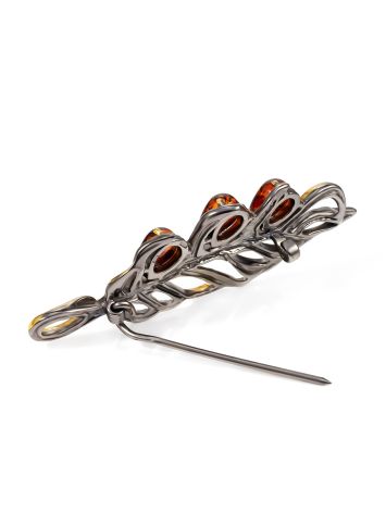 Feather Motif Brooch With Amber, image , picture 3