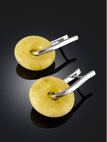 Designer Transformable Earrings With Natural Amber Donuts, image , picture 2
