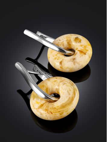 Trendy Earrings With Removable Amber Donuts, image , picture 2