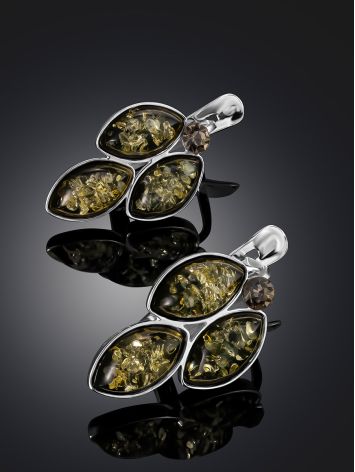Beautiful “Flora” earrings with green amber, image , picture 2