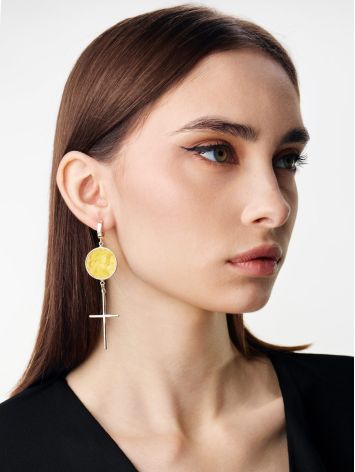 Stunning asymmetrical “Palazzo” earrings with amber, image , picture 5