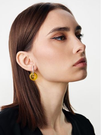 Transformable Earrings With Amber Donuts, image , picture 3