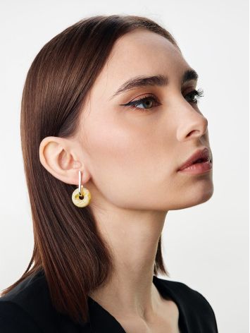 Trendy Earrings With Removable Amber Donuts, image , picture 3