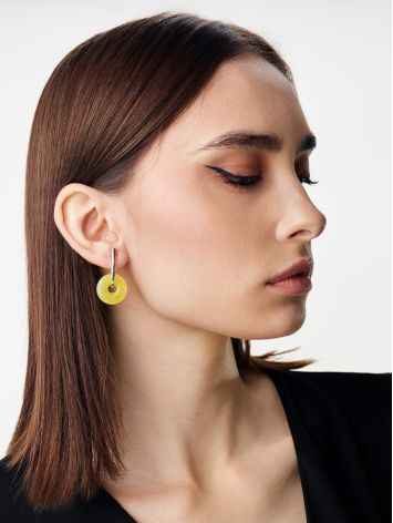 Designer Transformable Earrings With Natural Amber Donuts, image , picture 3