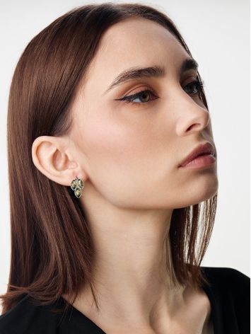 Beautiful “Flora” earrings with green amber, image , picture 3