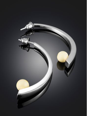 Stylish Striking "Leia" Stud Earrings with Amber Inserts, image , picture 2