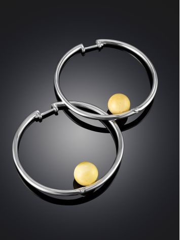 Palazzo hoop earrings with an amber inlay, image , picture 2