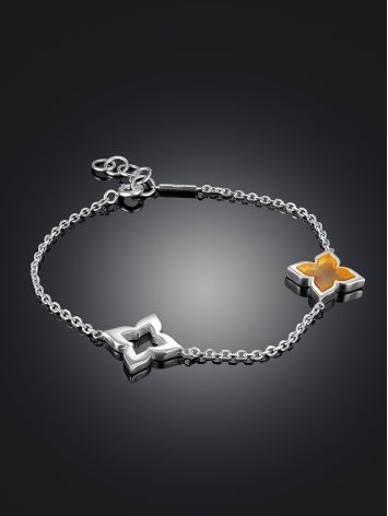 Delicate chain bracelet with lemon amber “Monaco”, image , picture 2