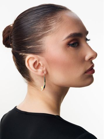 Stylish Striking "Leia" Stud Earrings with Amber Inserts, image , picture 3