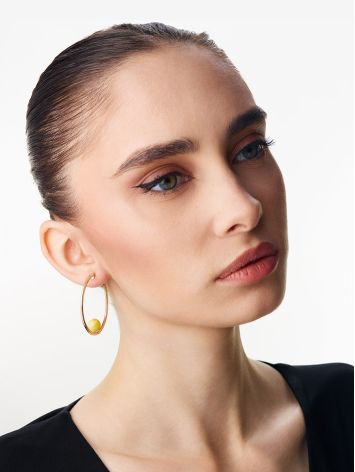 Palazzo hoop earrings with an amber inlay, image , picture 4