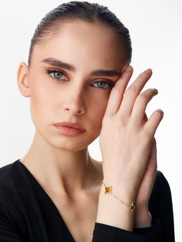 Delicate chain bracelet with lemon amber “Monaco”, image , picture 3