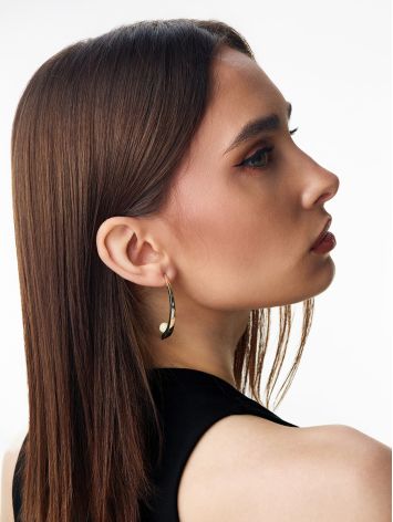 Stylish Striking "Leia" Stud Earrings with Amber Inserts, image , picture 4