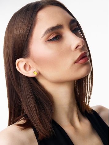 Concise Geometric "London" Earrings with Lemon Amber, image , picture 4