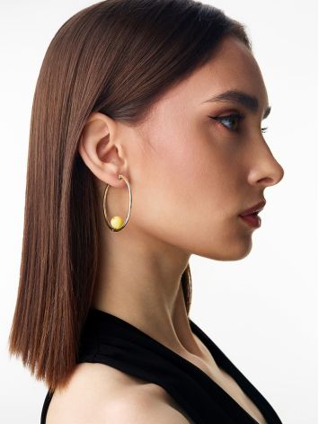 Palazzo hoop earrings with an amber inlay, image , picture 3