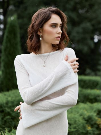 Classy Silver Pendant With Baroque Pearl And Crystals, image , picture 9