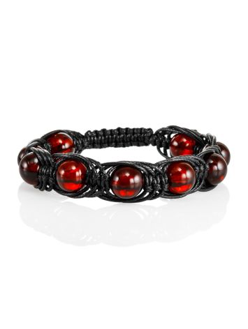 “Shambhala” bracelet with natural Baltic cherry-colored amber, Length: 18, image 