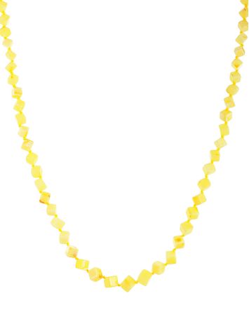 Necklace made of natural solid amber in a milky honey shade “Refined sugar”, image 