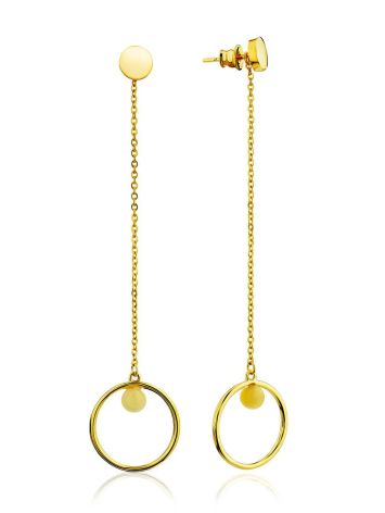 Transformer earrings with a chain in lemon gold plating and amber “Palazzo” by ifamore™, image 