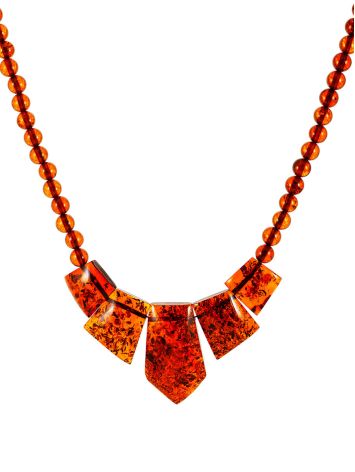 Beautiful necklace made of natural cherry-colored amber “Corner”, image 