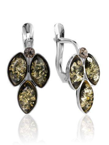 Beautiful “Flora” earrings with green amber, image 