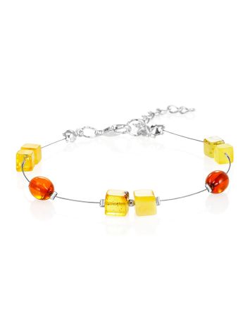 Thread Bracelet With Amber Cubes, image 