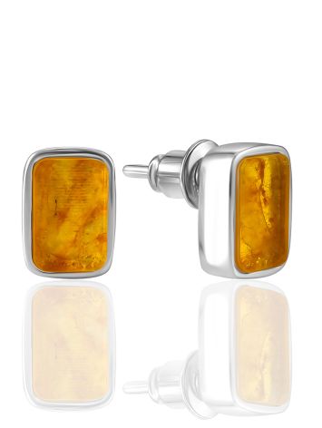 Concise Geometric "London" Earrings with Lemon Amber, image 