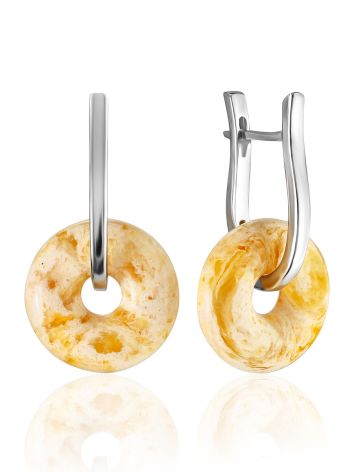 Trendy Earrings With Removable Amber Donuts, image 
