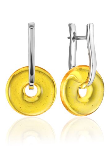 Transformable Earrings With Amber Donuts, image 