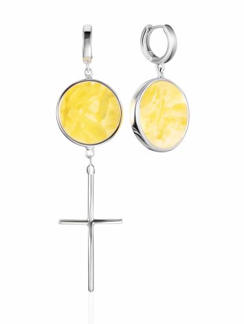 Stunning asymmetrical “Palazzo” earrings with amber, image 