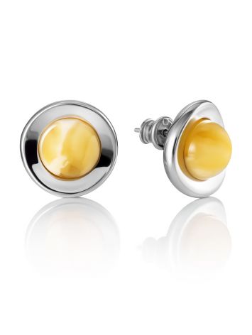 Versatile Stud Earrings With Natural Amber, image 