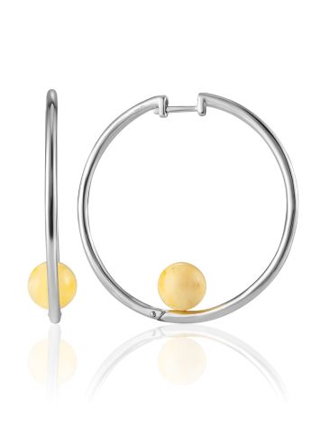 Palazzo hoop earrings with an amber inlay, image 