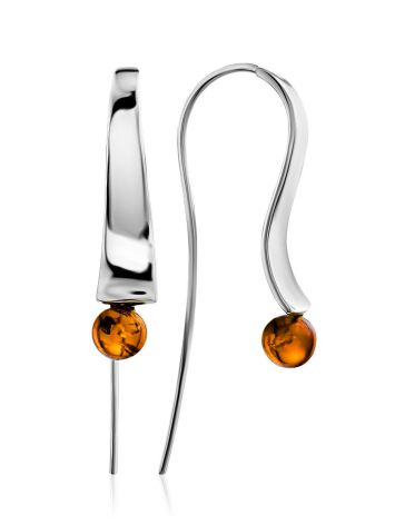 Hook earrings “Palazzo” by ifamore™ with cognac amber, Length: 5.5, image 