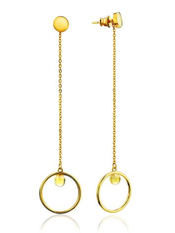 Transformer earrings with a chain decorated with amber, “Palazzo” by ifamore™, image 