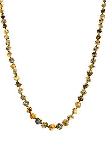 Stylish “Refined sugar” necklace made of textured Baltic amber, image 