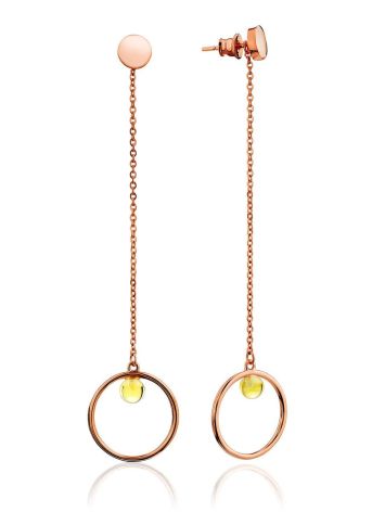 Stylish stud earrings with a removable chain, decorated with amber, “Palazzo” by ifamore™, image 